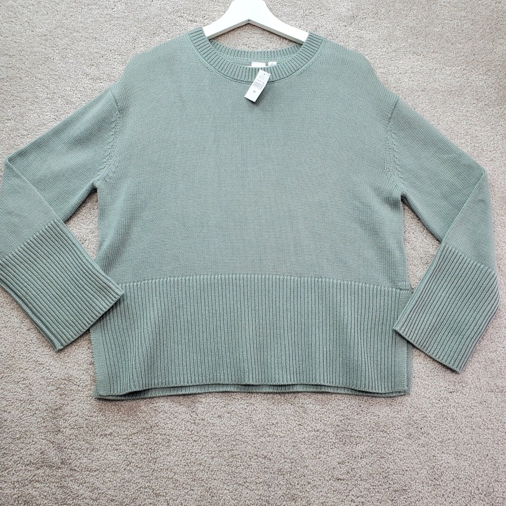 Gap Sweater Womens XS Sage Green knit‎ Long Sleeve Ribbed Hem & Cuffs Crewneck